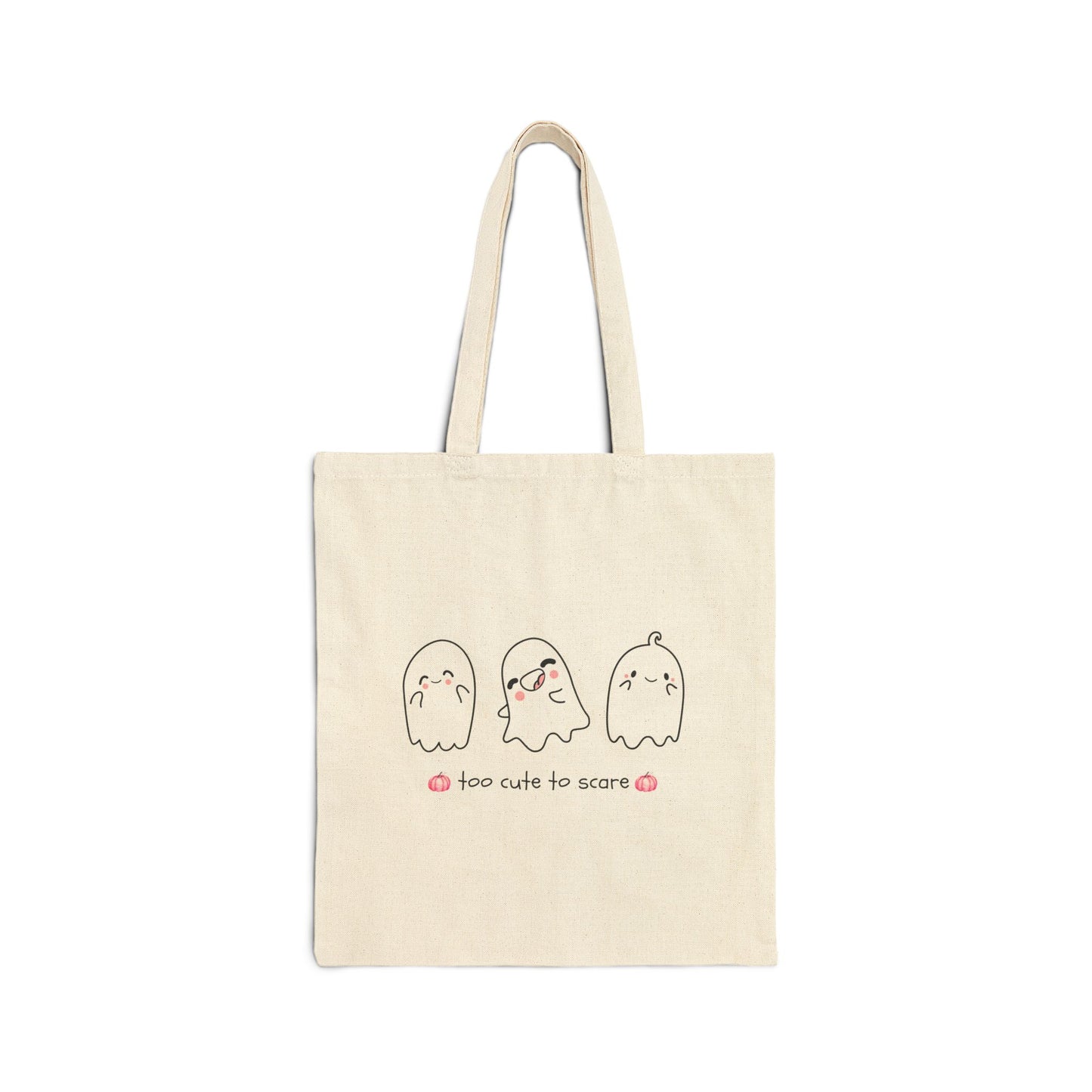Ghosts and Pumpkins 'Too Cute to Scare' Canvas Tote Bag