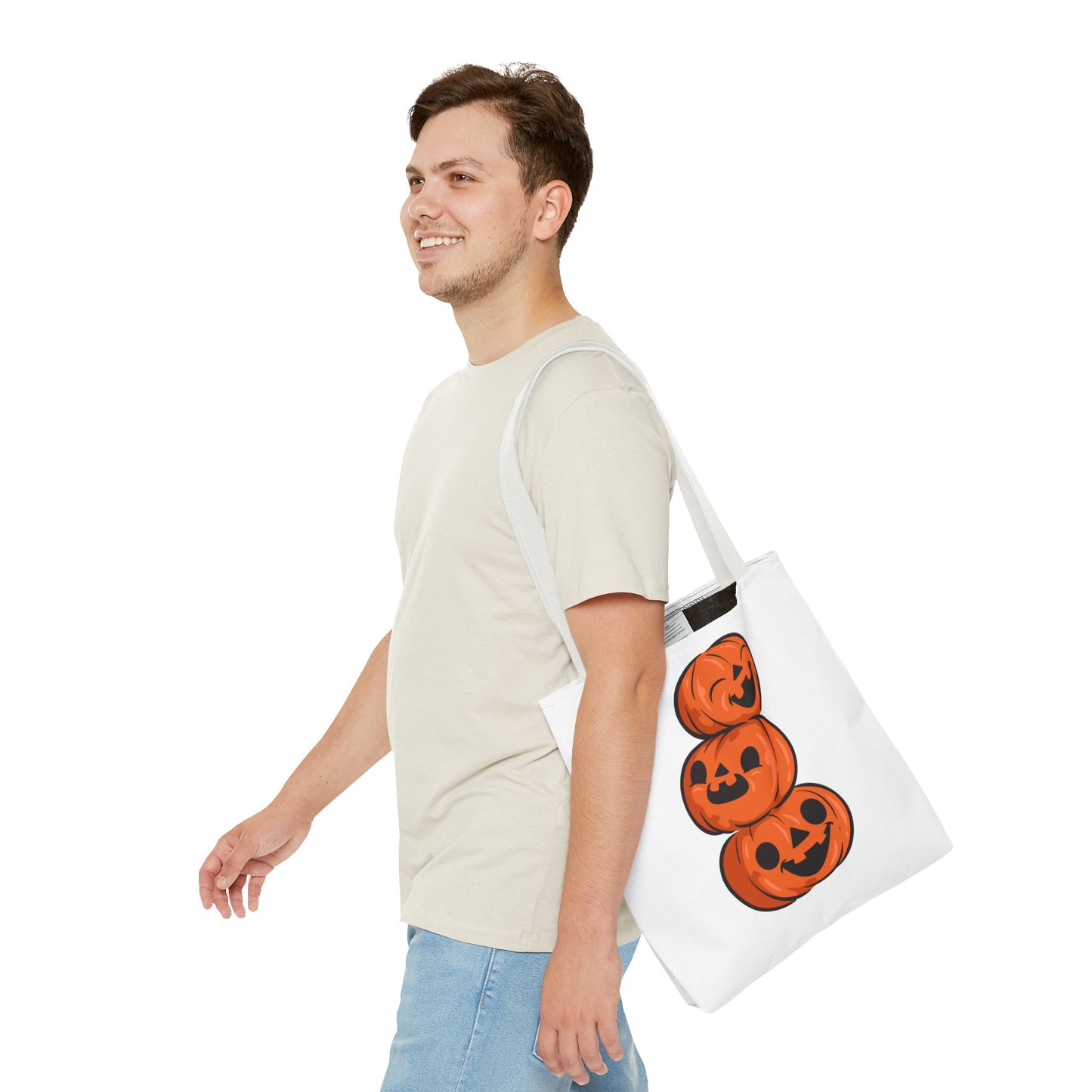 Cute Happy Stacked Pumpkins Tote Bag