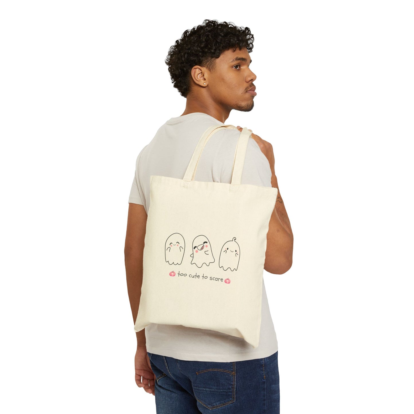 Ghosts and Pumpkins 'Too Cute to Scare' Canvas Tote Bag