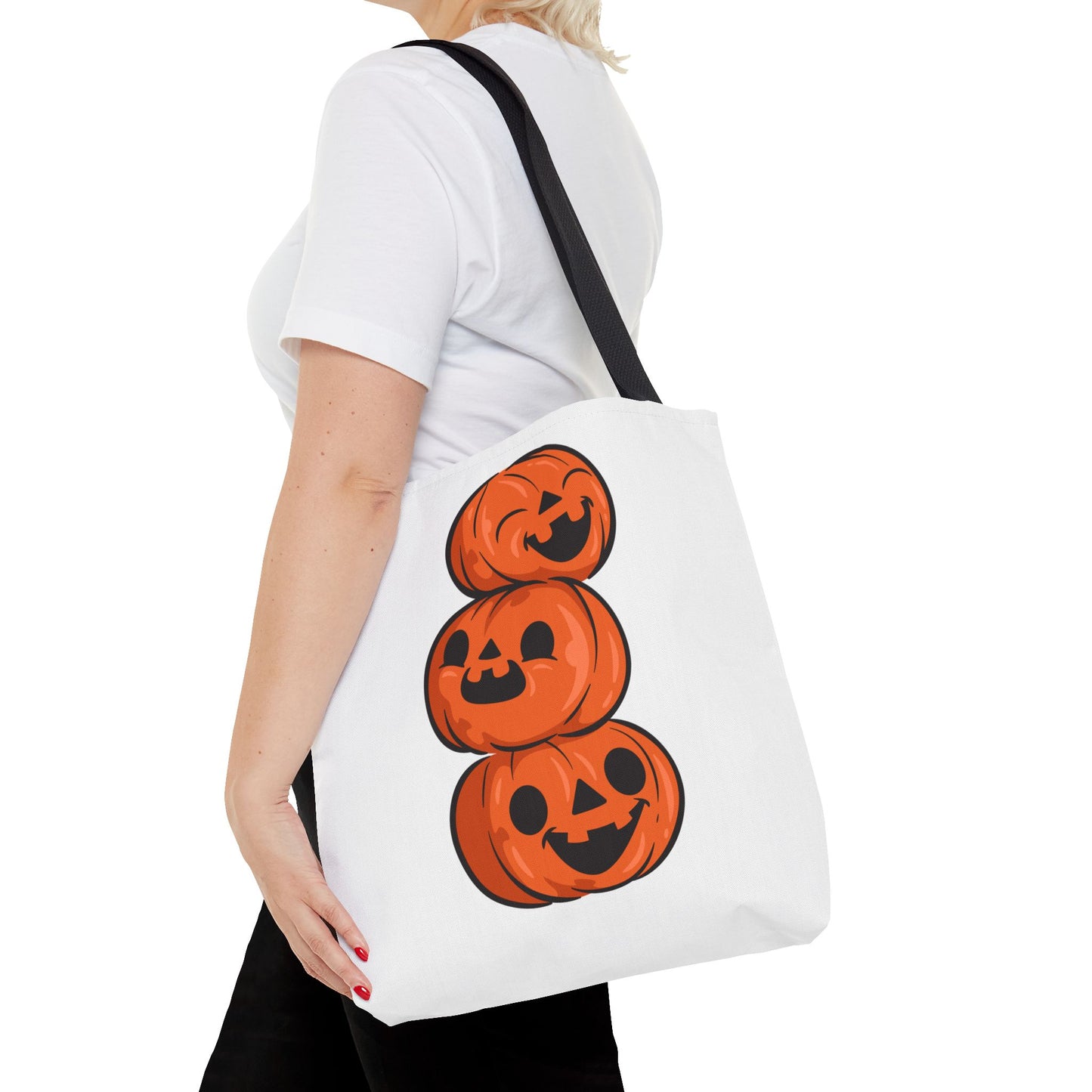 Cute Happy Stacked Pumpkins Tote Bag