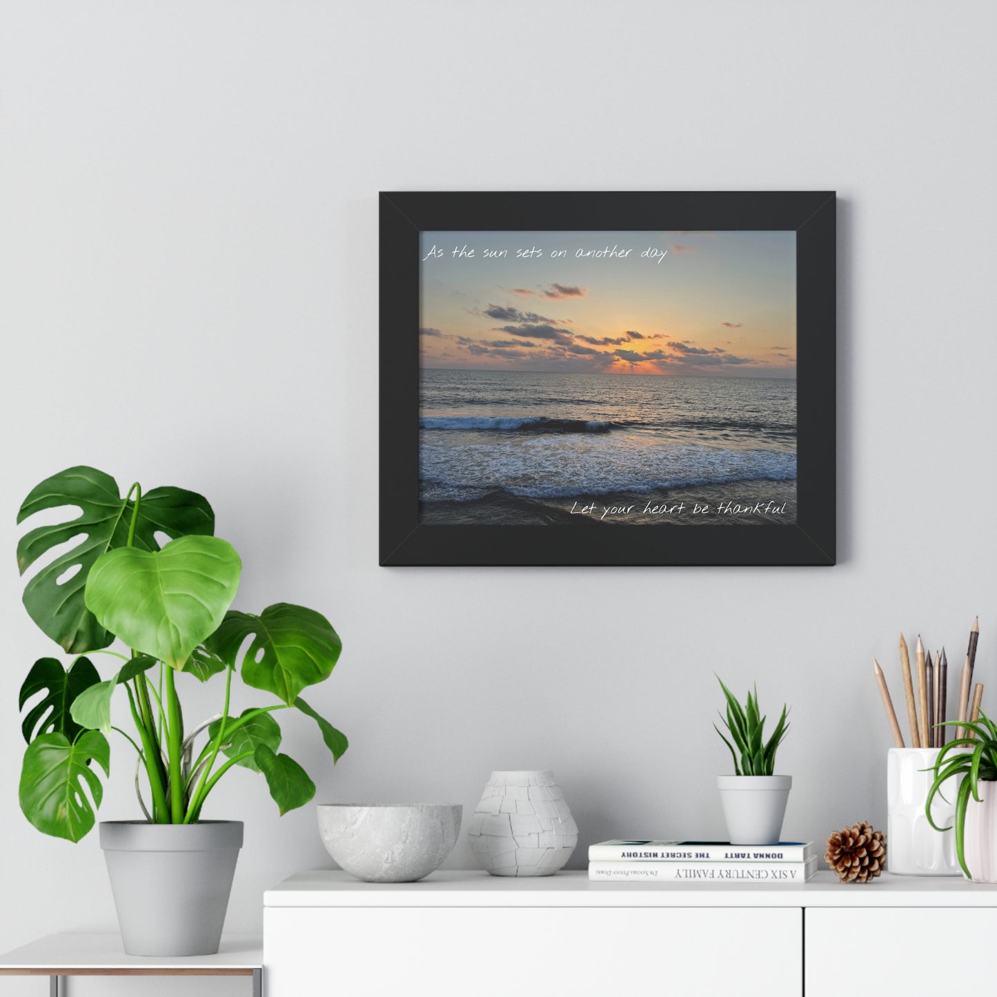 As the sun sets on another day let your heart be thankful Framed Horizontal Poster