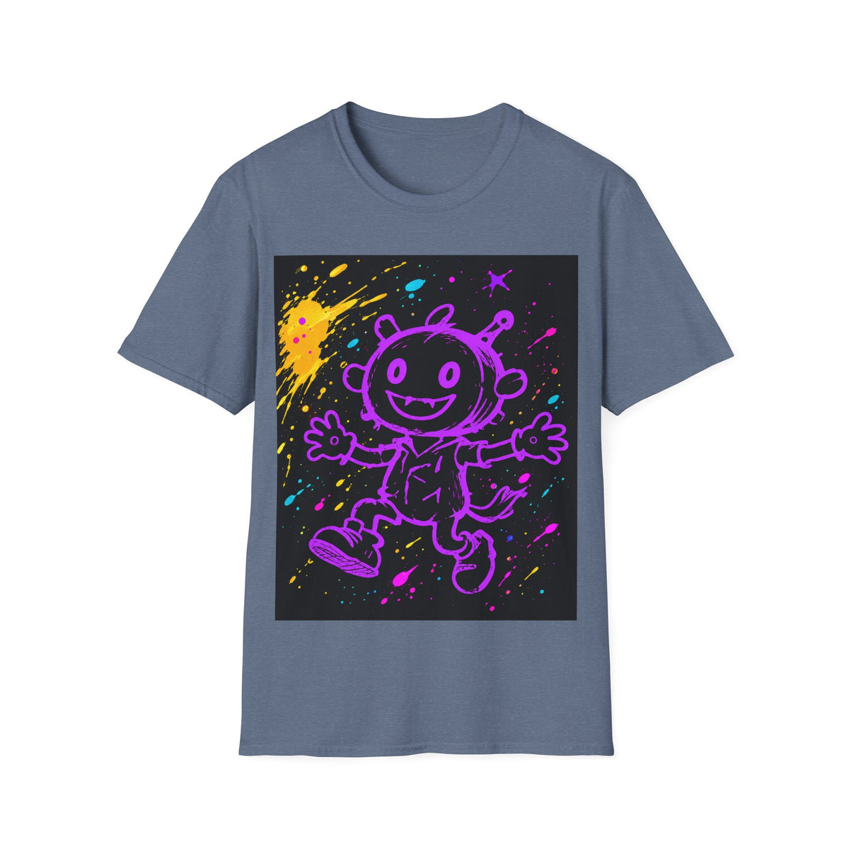 Purple Pixel Creature Paint Splash Graphic Tshirt