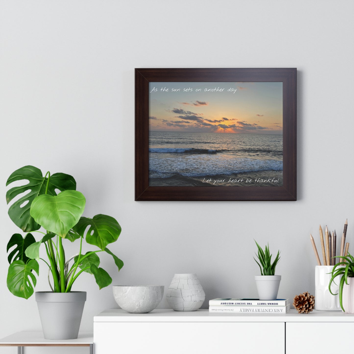 As the sun sets on another day let your heart be thankful Framed Horizontal Poster