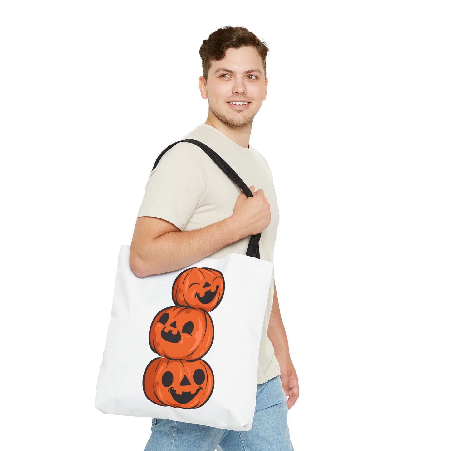 Cute Happy Stacked Pumpkins Tote Bag