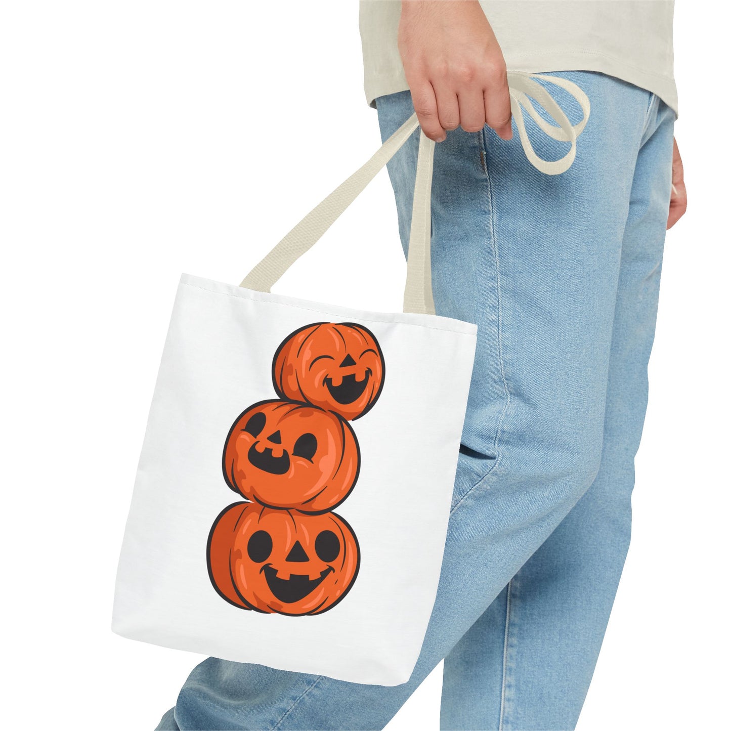 Cute Happy Stacked Pumpkins Tote Bag