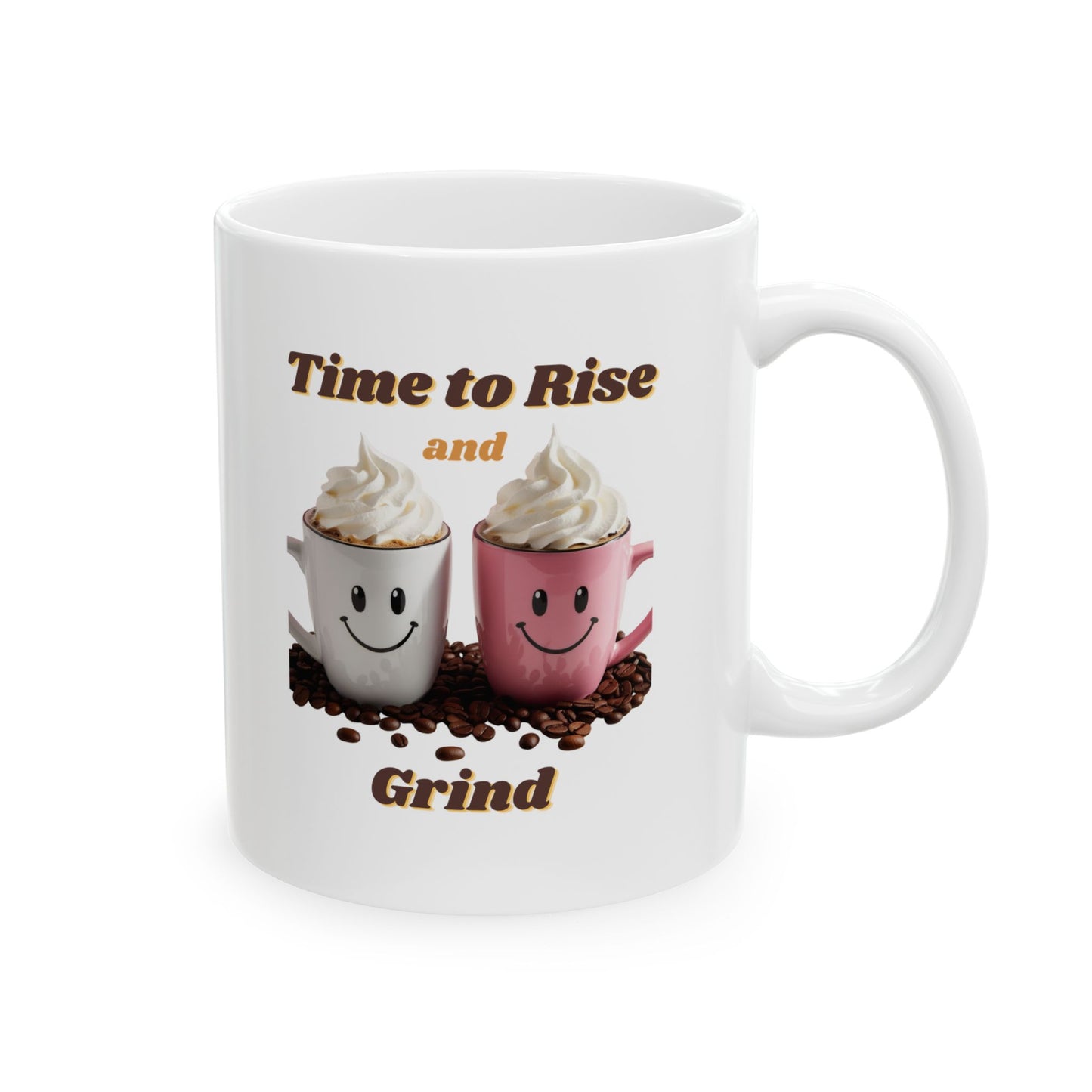 Cute Coffee Mug - 'Time to Rise' Cheerful Character Design - Perfect for Mornings and Gifts