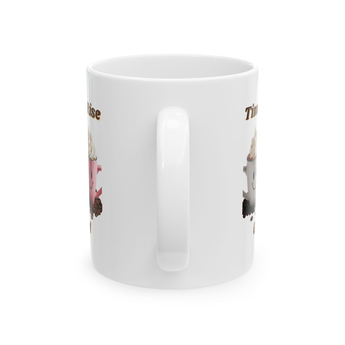 Cute Coffee Mug - 'Time to Rise' Cheerful Character Design - Perfect for Mornings and Gifts