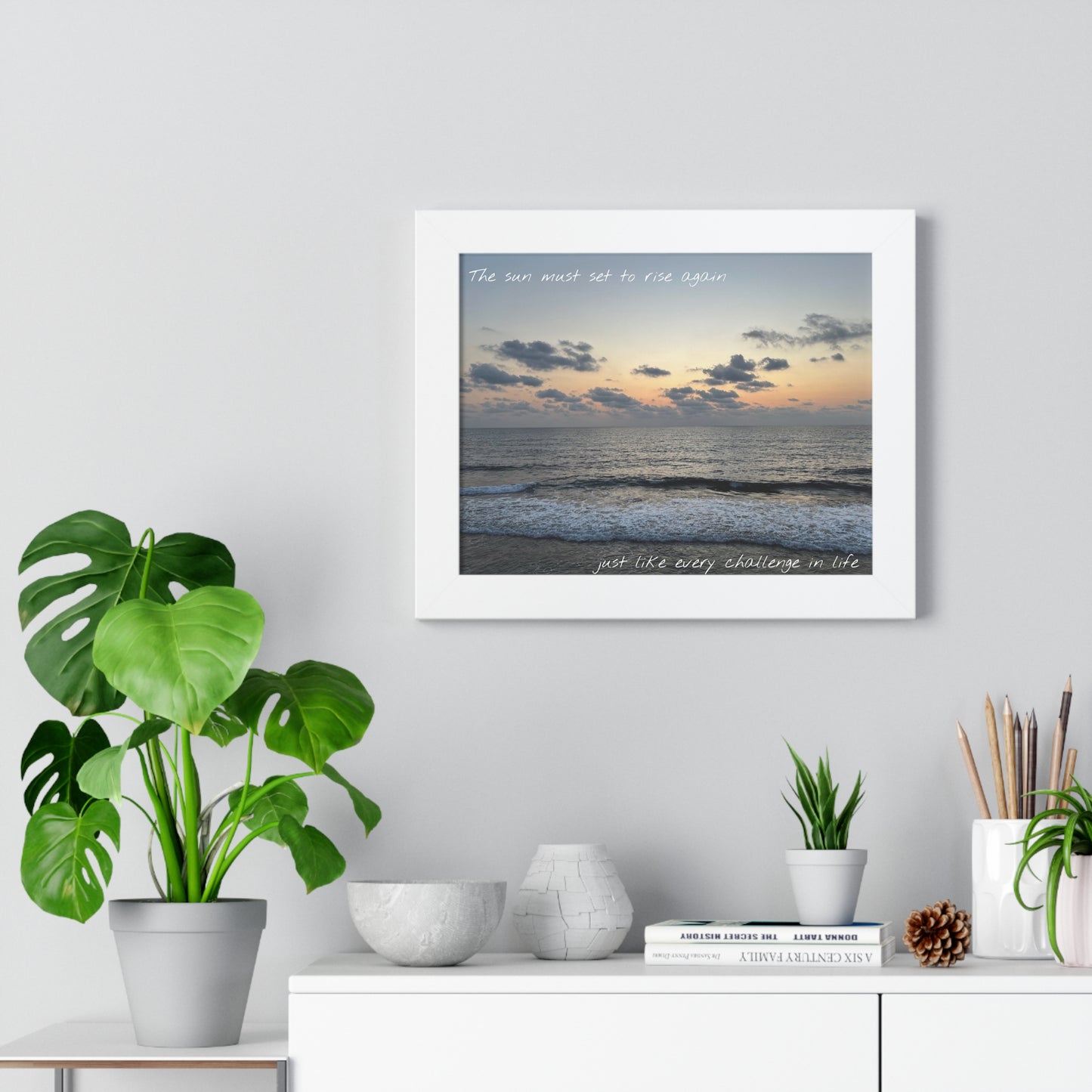 The sun must set to rise again—just like every challenge in life Framed Horizontal Poster
