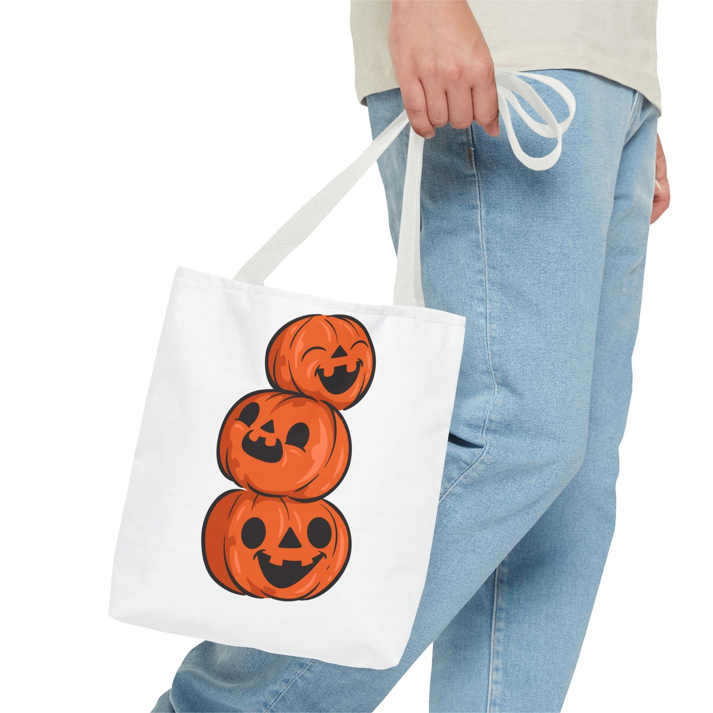 Cute Happy Stacked Pumpkins Tote Bag