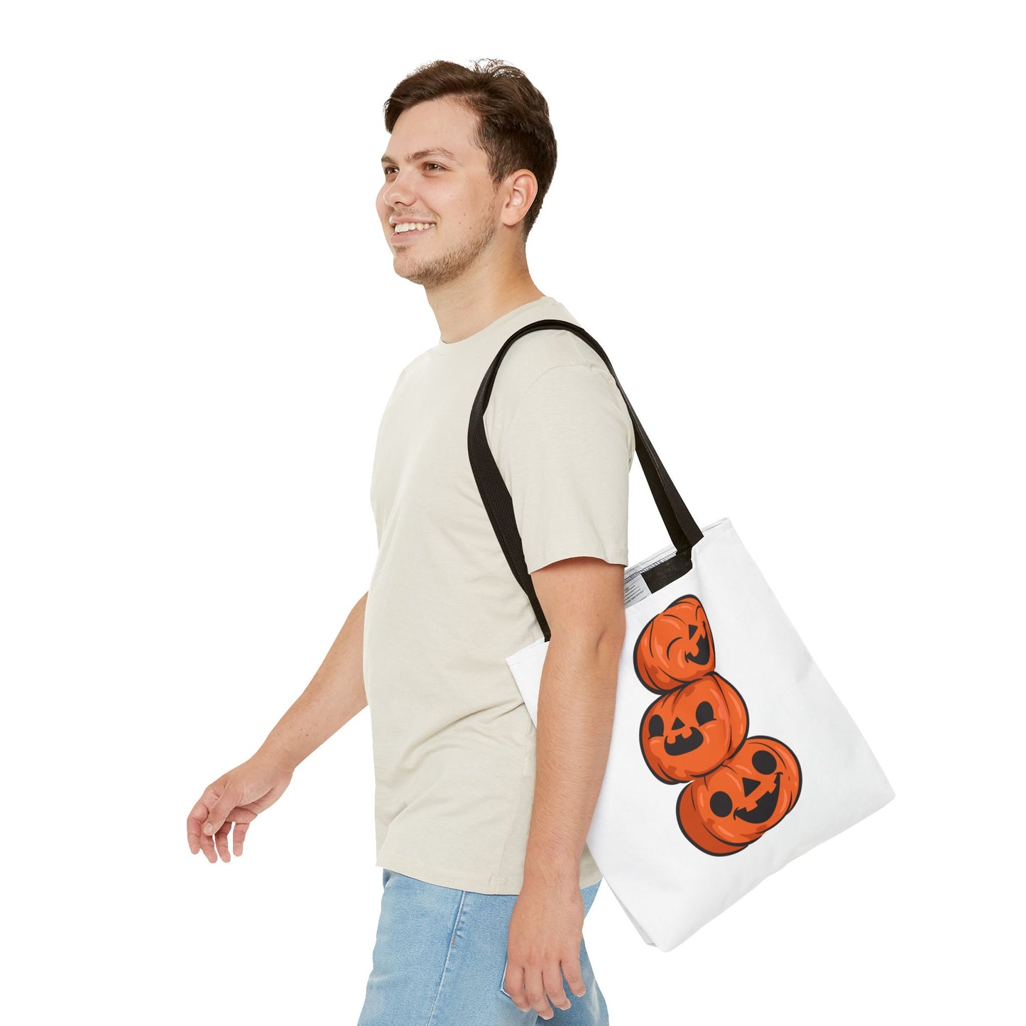 Cute Happy Stacked Pumpkins Tote Bag