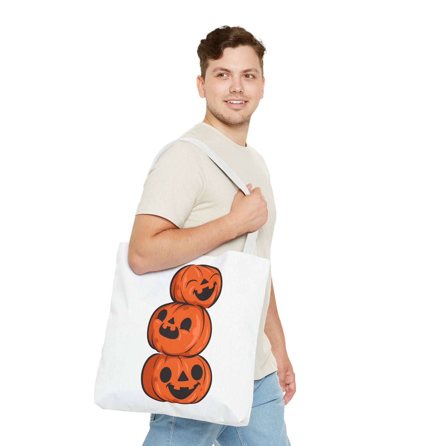 Cute Happy Stacked Pumpkins Tote Bag