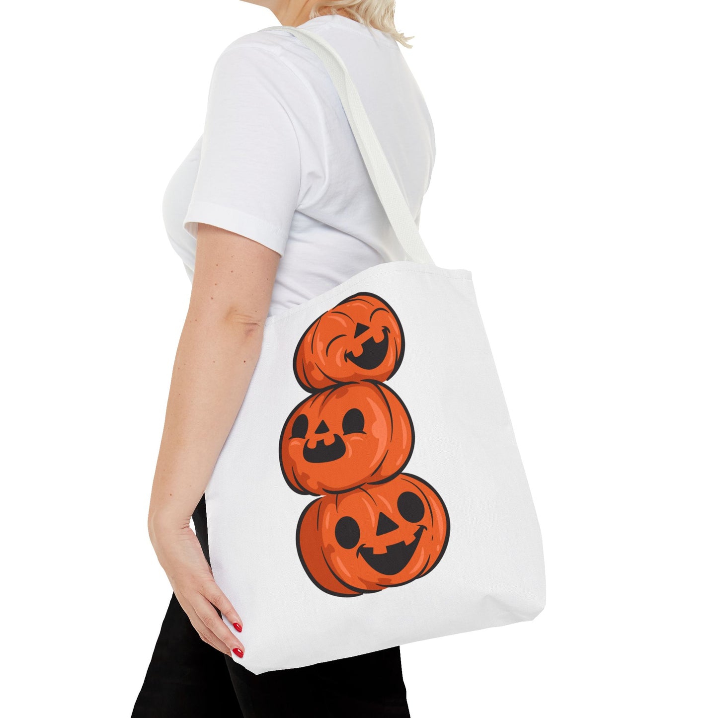 Cute Happy Stacked Pumpkins Tote Bag