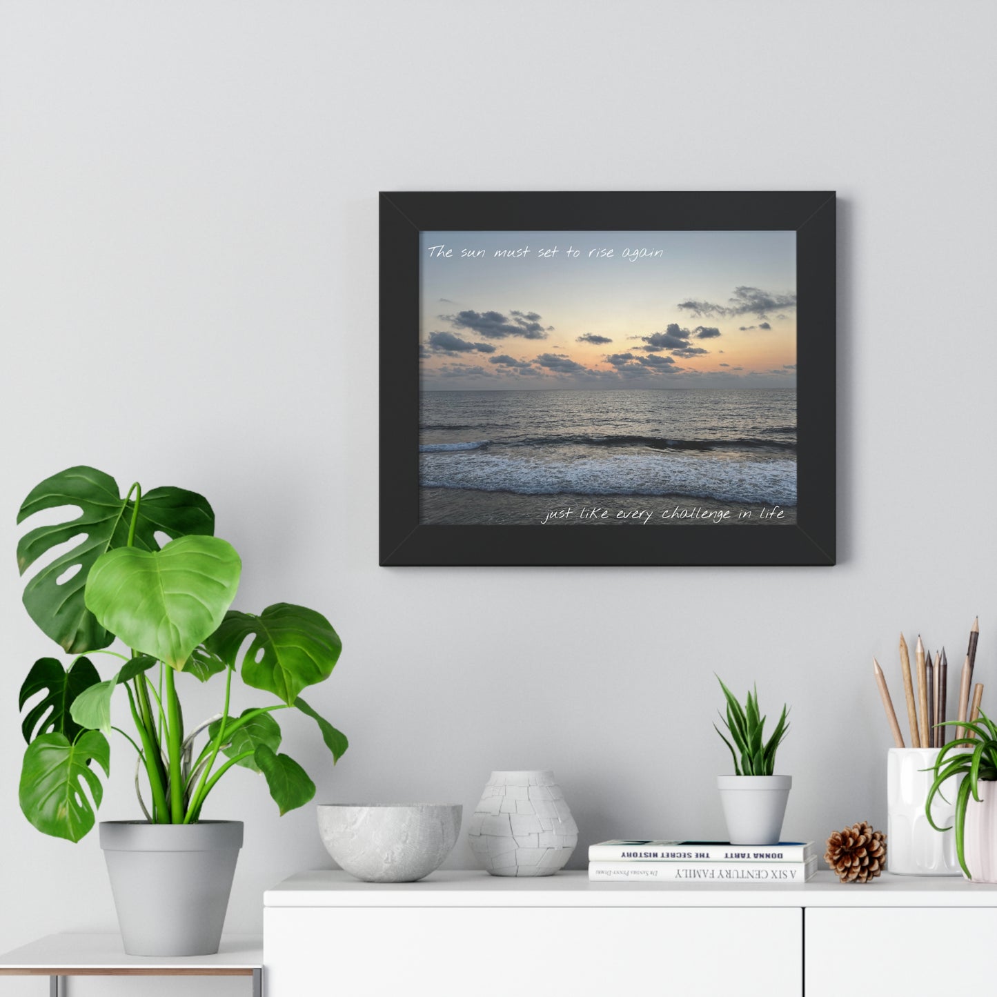 The sun must set to rise again—just like every challenge in life Framed Horizontal Poster