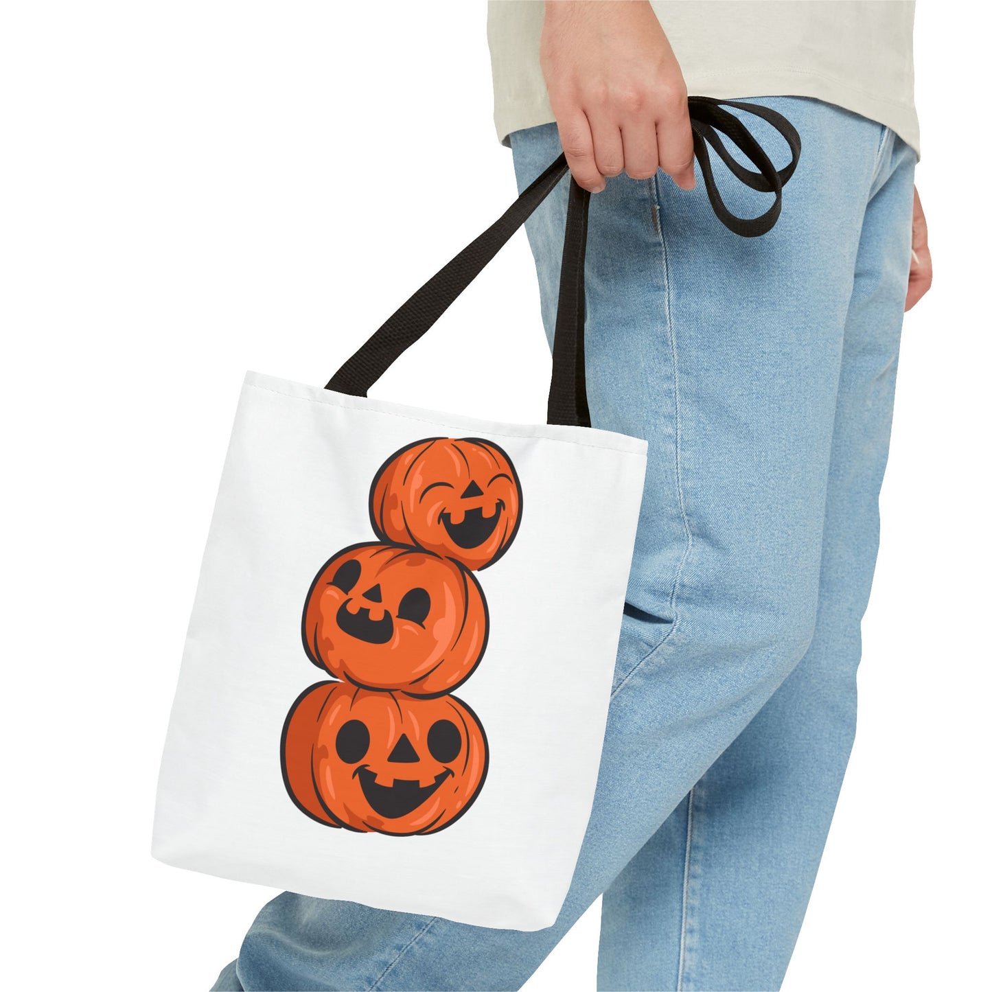 Cute Happy Stacked Pumpkins Tote Bag