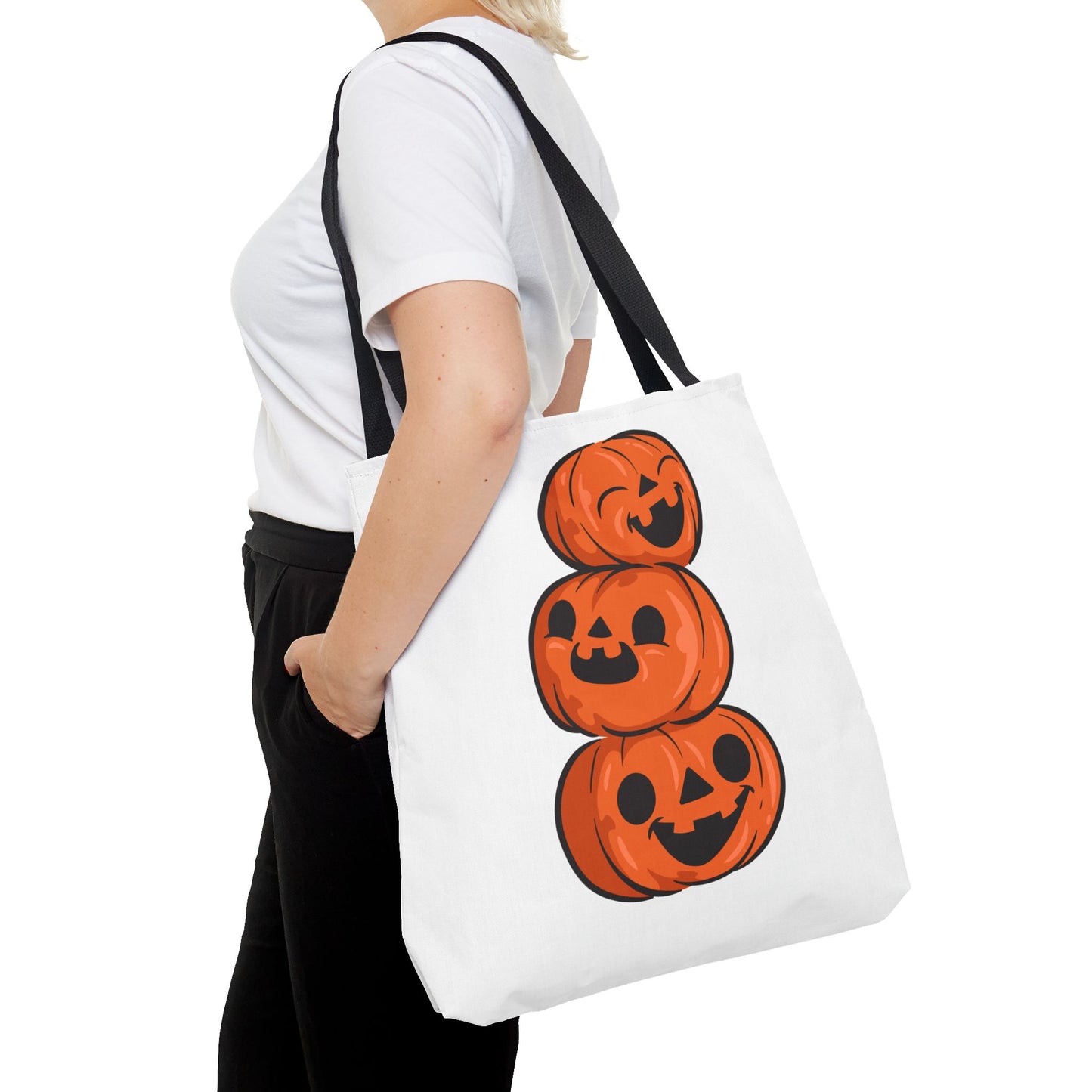 Cute Happy Stacked Pumpkins Tote Bag
