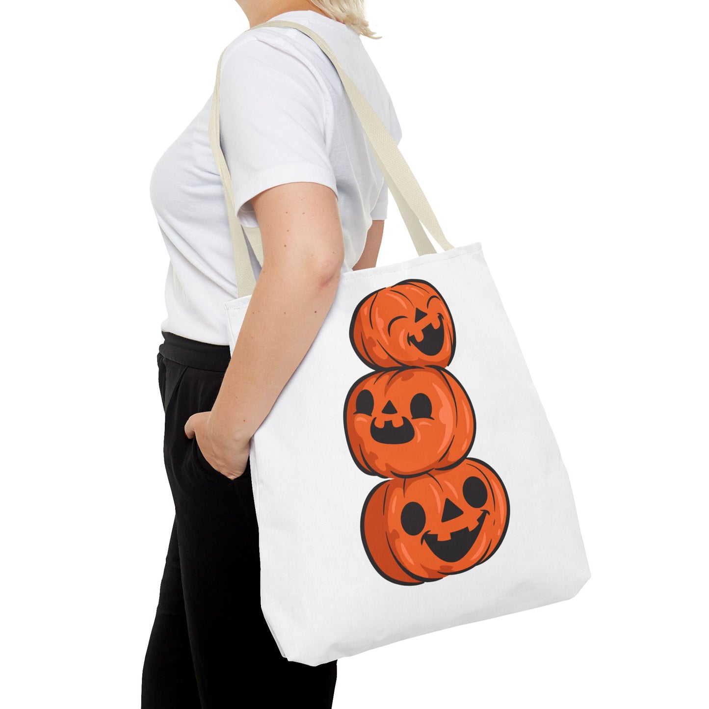 Cute Happy Stacked Pumpkins Tote Bag