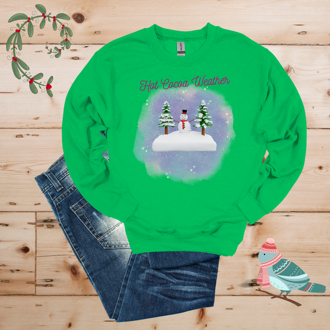 Winter Wonderland: Hot Cocoa & Snowman in the Forest Sweatshirt