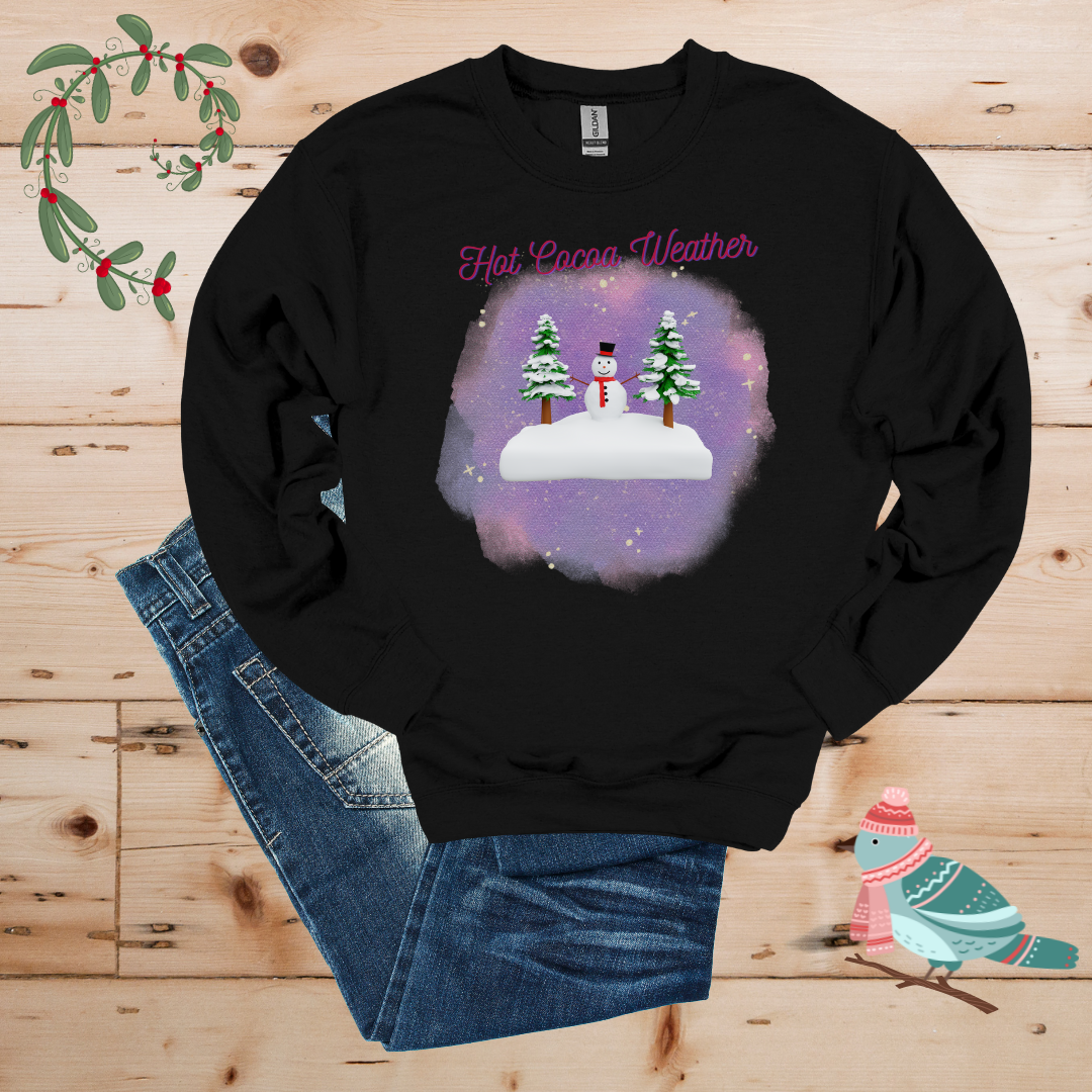 Winter Wonderland: Hot Cocoa & Snowman in the Forest Sweatshirt