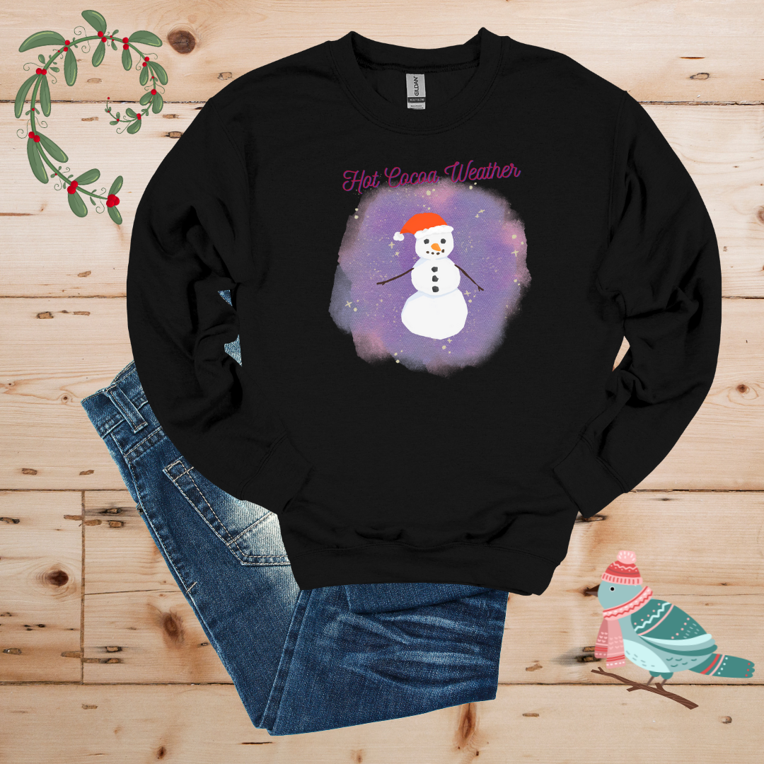 Cozy Frost: Hot Cocoa & Snowman Sweatshirt
