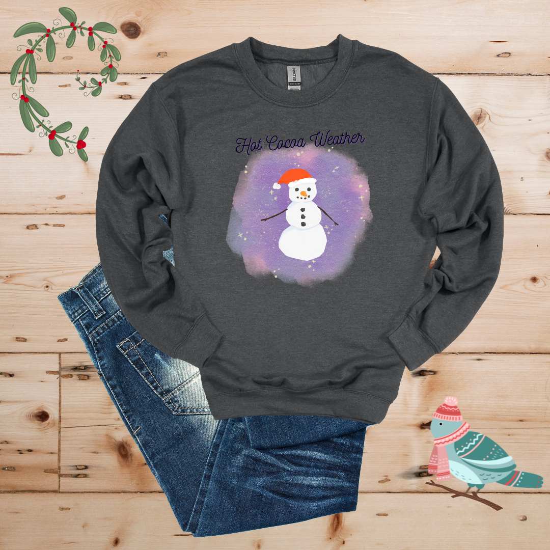 Cozy Frost: Hot Cocoa & Snowman Sweatshirt