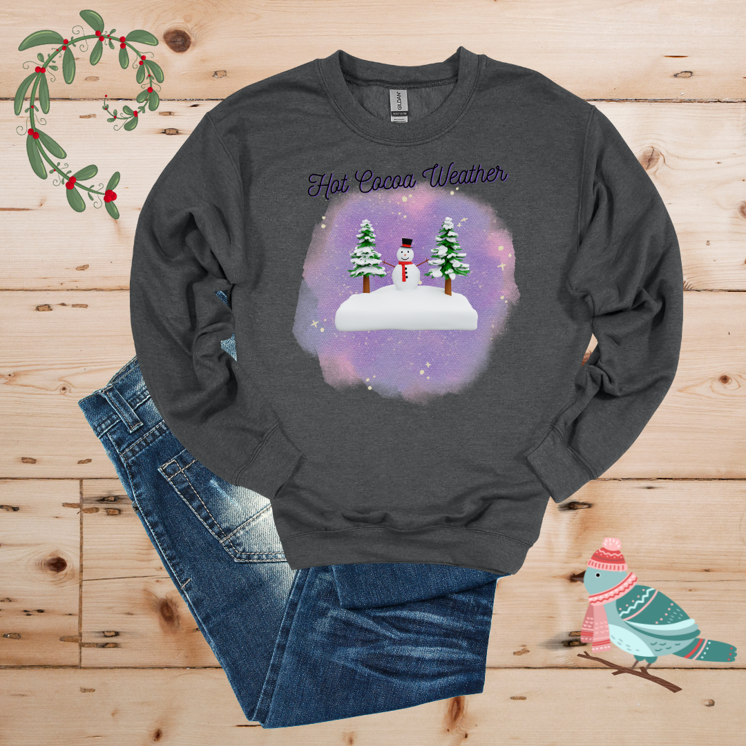 Winter Wonderland: Hot Cocoa & Snowman in the Forest Sweatshirt