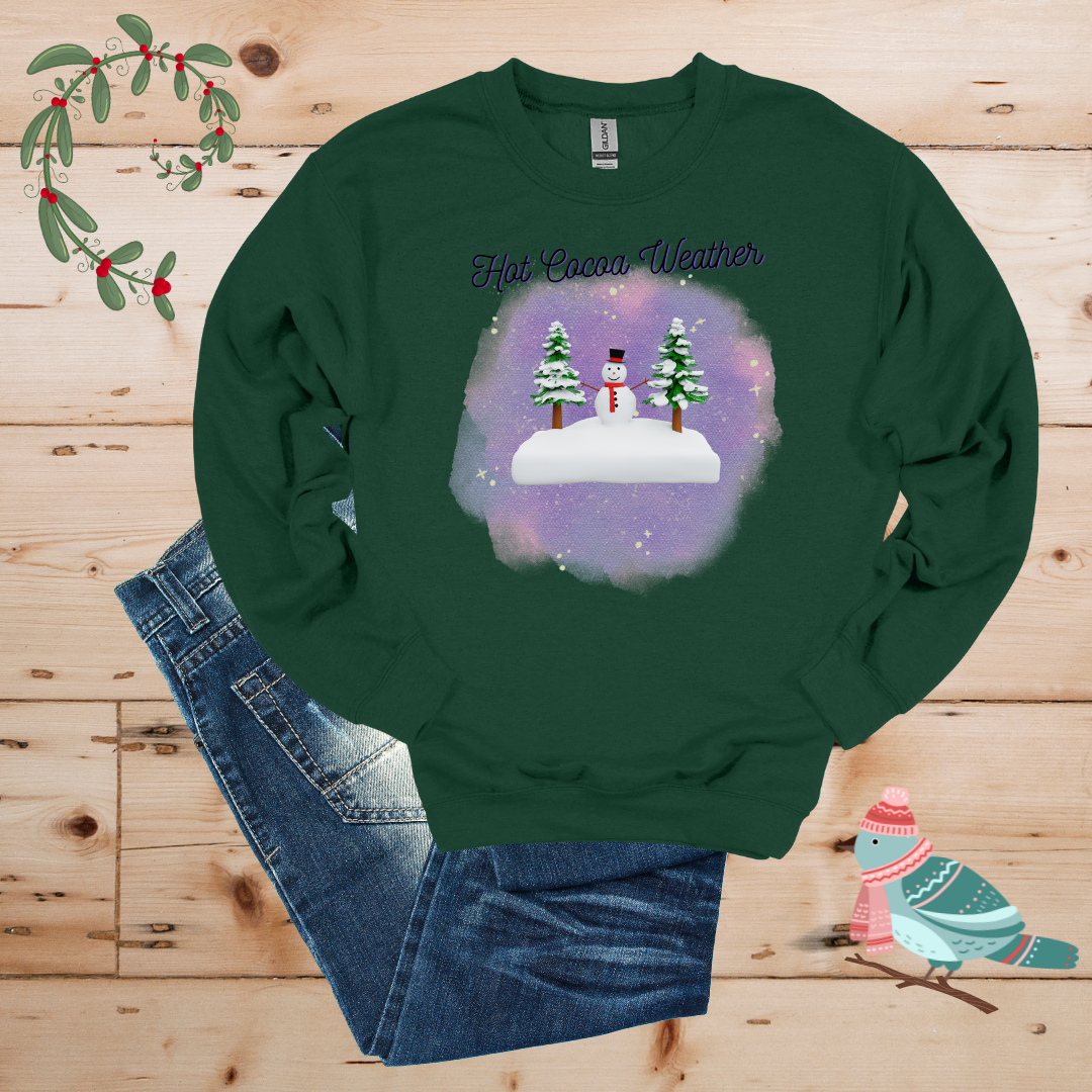Winter Wonderland: Hot Cocoa & Snowman in the Forest Sweatshirt