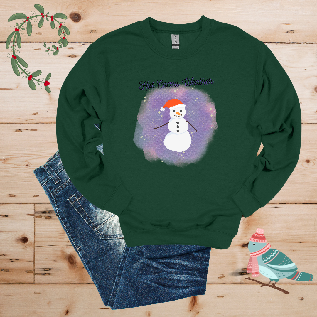 Cozy Frost: Hot Cocoa & Snowman Sweatshirt