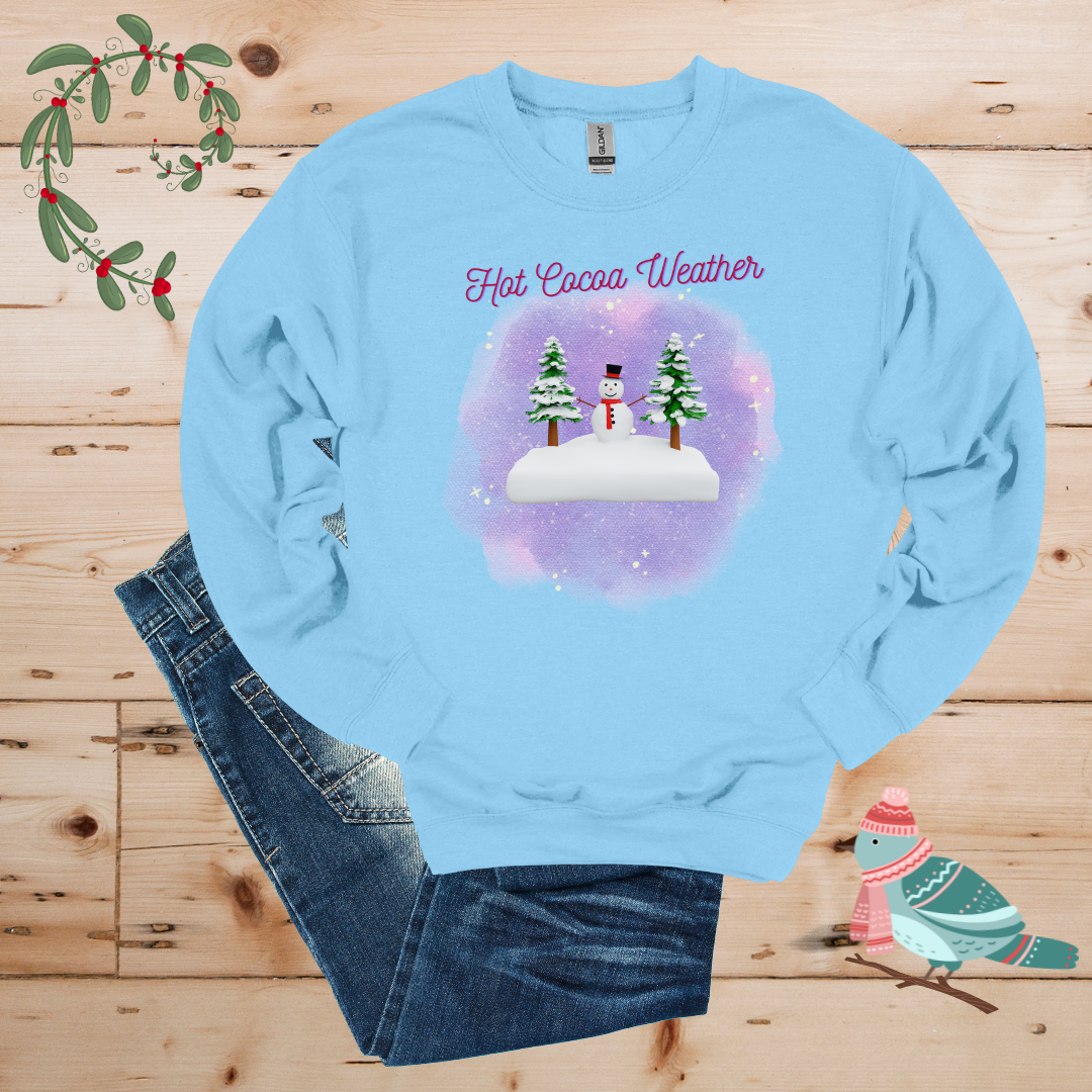 Winter Wonderland: Hot Cocoa & Snowman in the Forest Sweatshirt