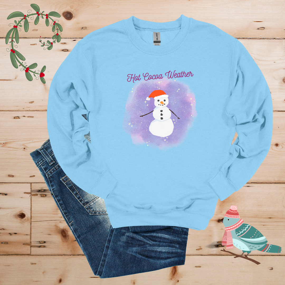 Cozy Frost: Hot Cocoa & Snowman Sweatshirt