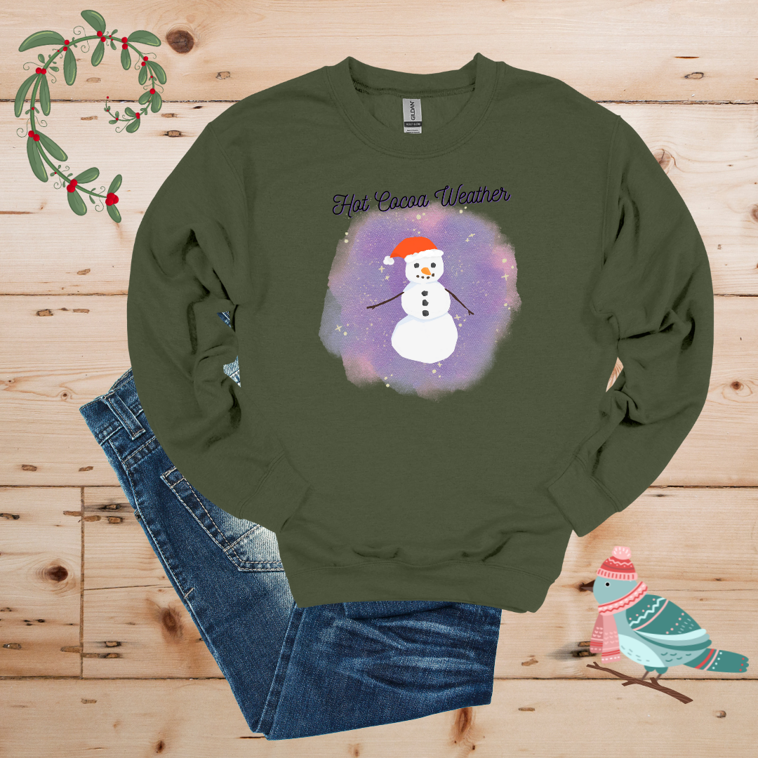 Cozy Frost: Hot Cocoa & Snowman Sweatshirt