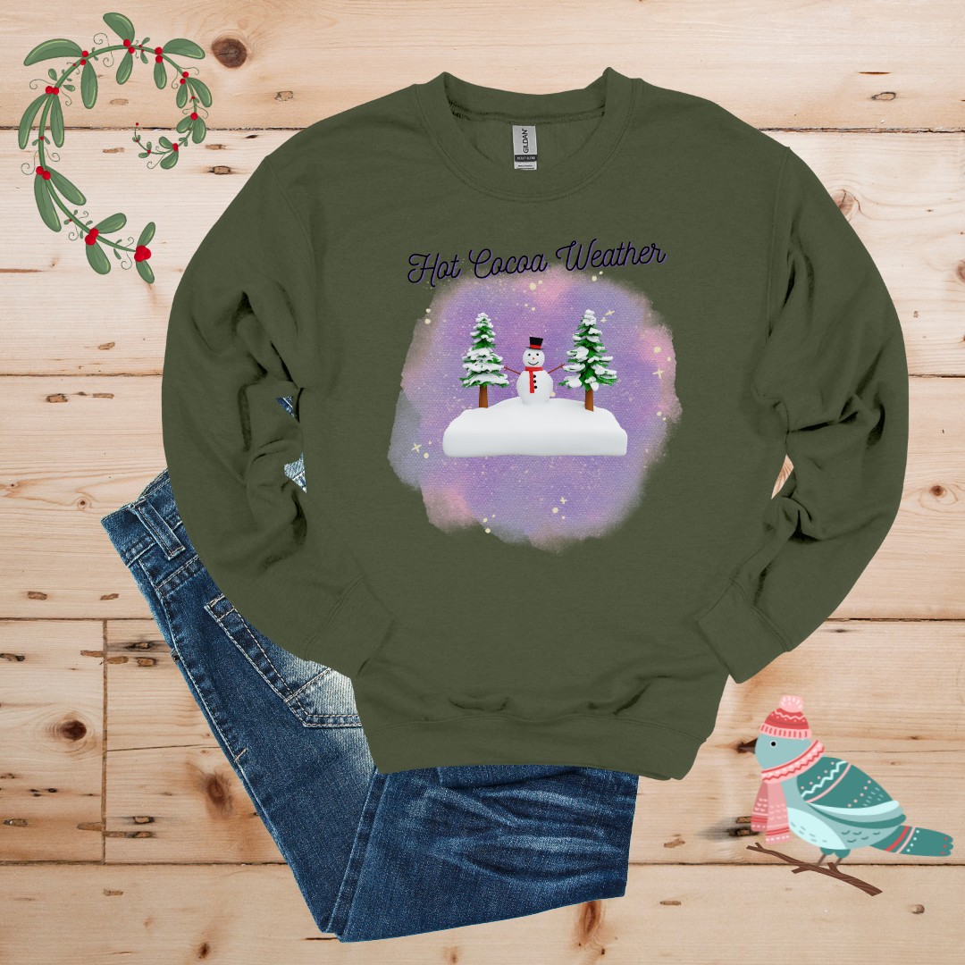 Winter Wonderland: Hot Cocoa & Snowman in the Forest Sweatshirt