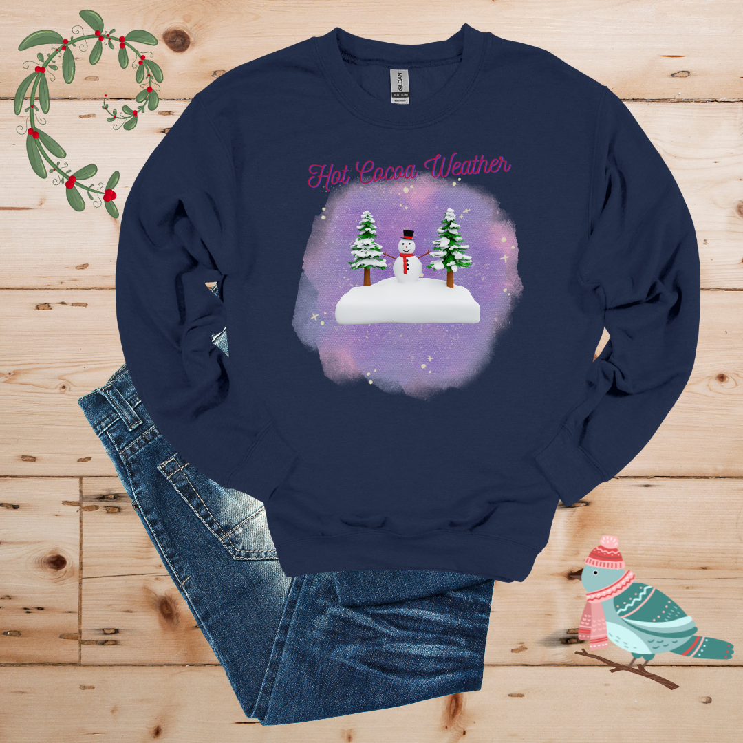 Winter Wonderland: Hot Cocoa & Snowman in the Forest Sweatshirt