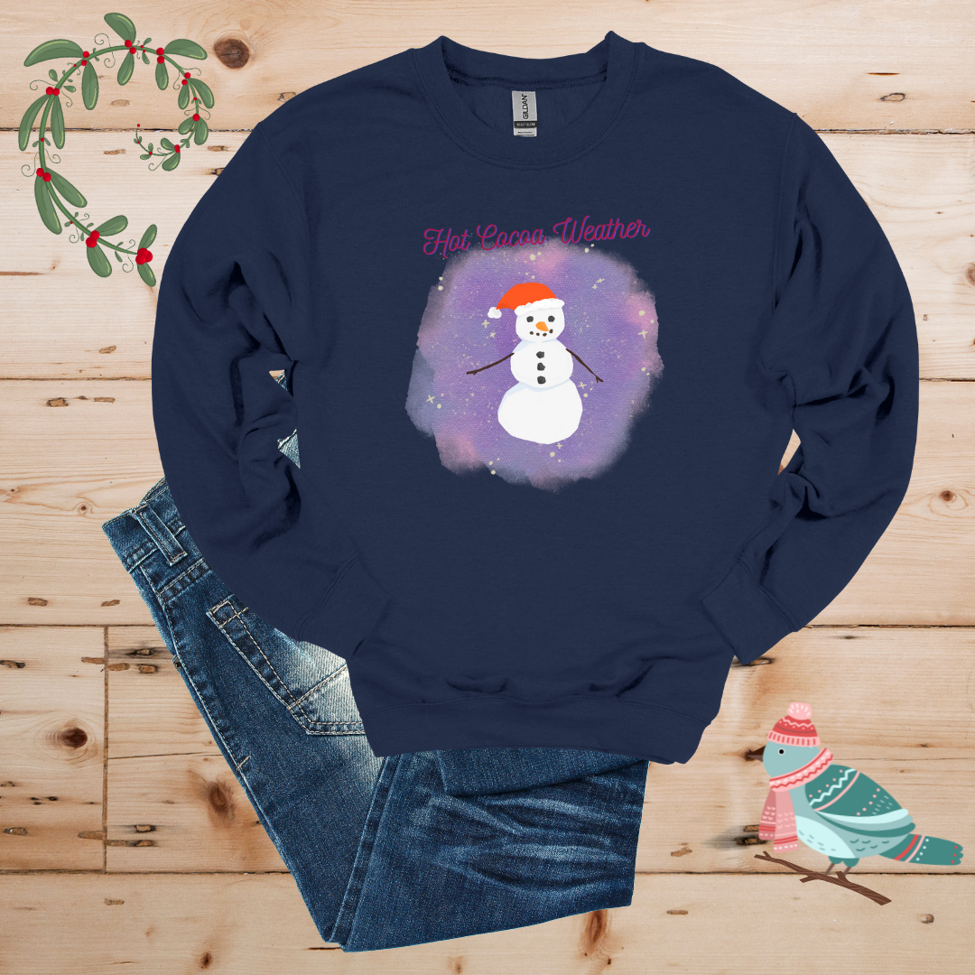 Cozy Frost: Hot Cocoa & Snowman Sweatshirt