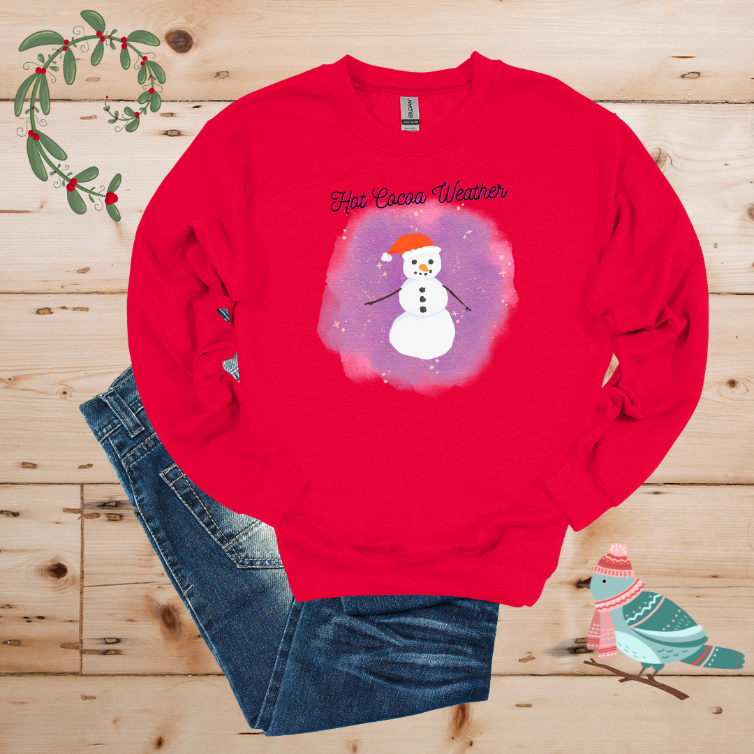 Cozy Frost: Hot Cocoa & Snowman Sweatshirt