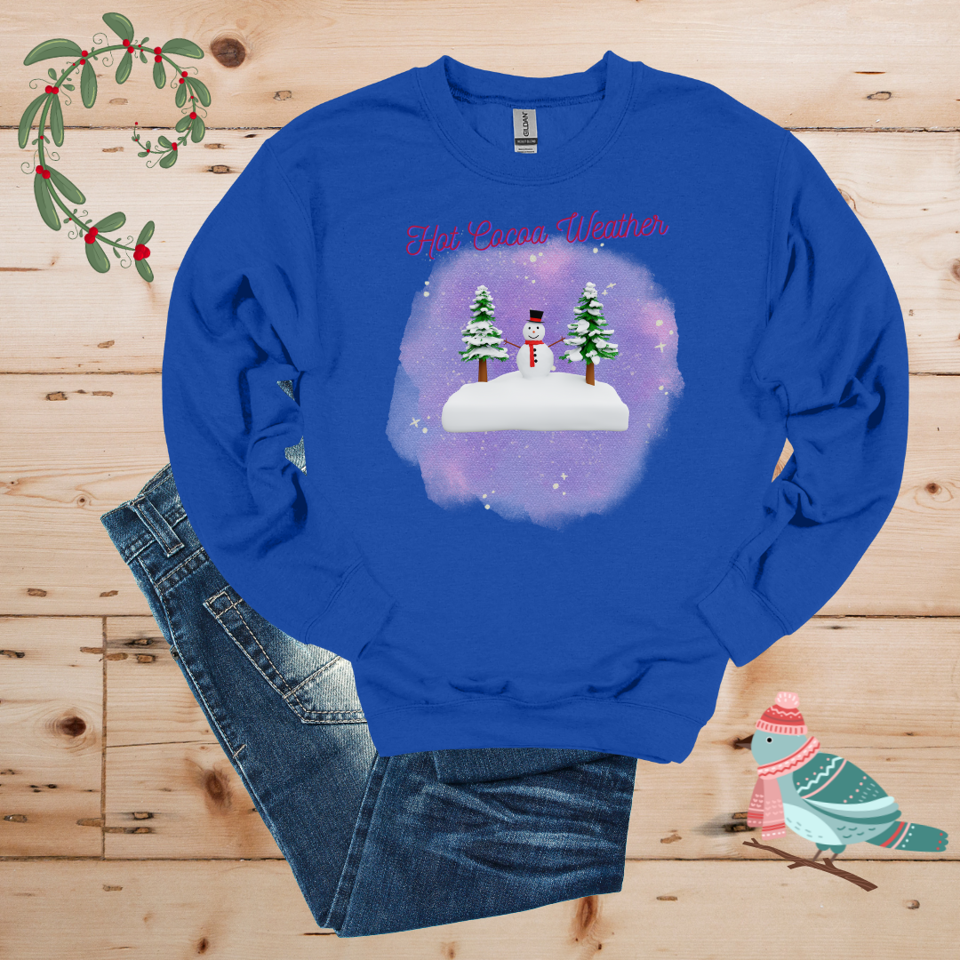 Winter Wonderland: Hot Cocoa & Snowman in the Forest Sweatshirt
