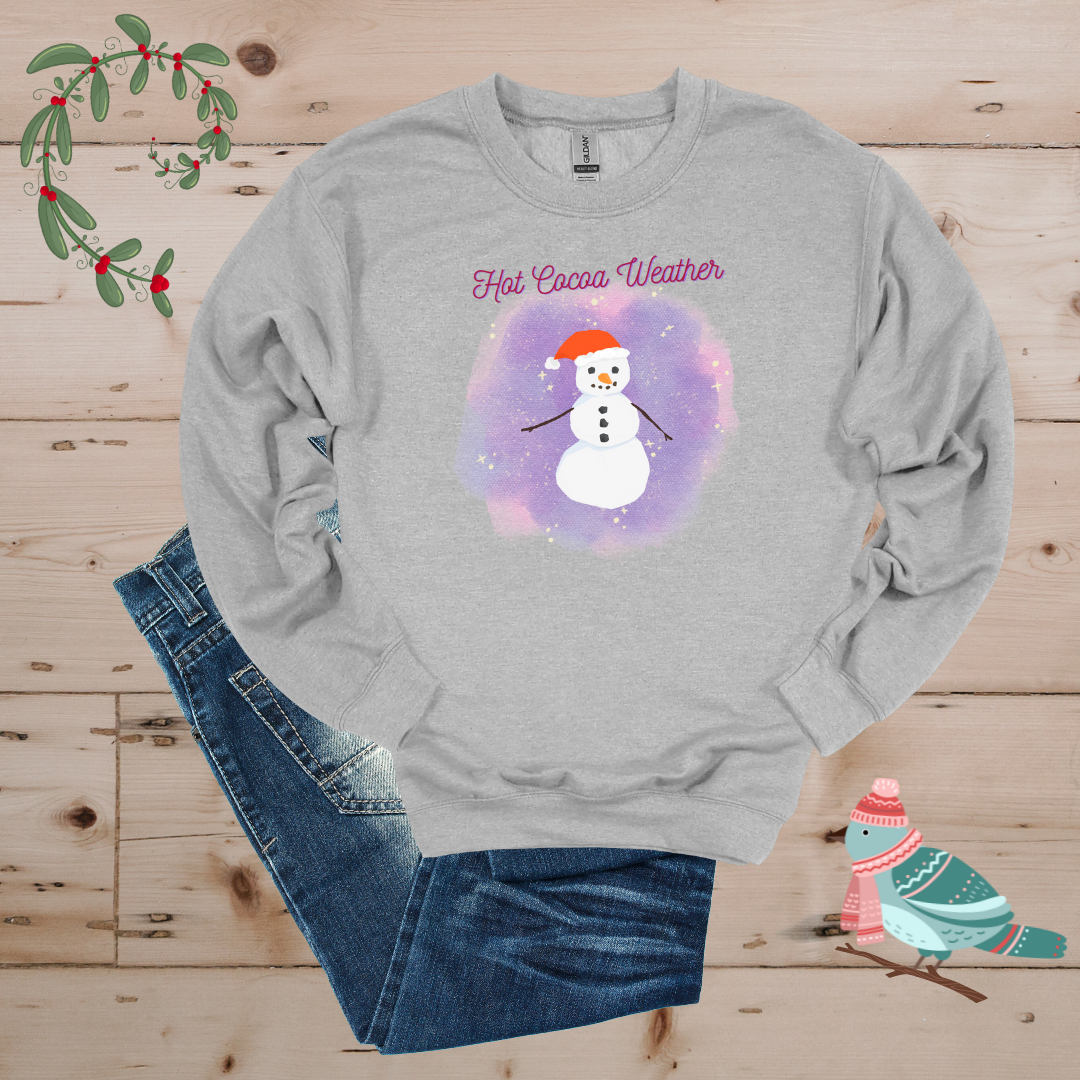 Cozy Frost: Hot Cocoa & Snowman Sweatshirt