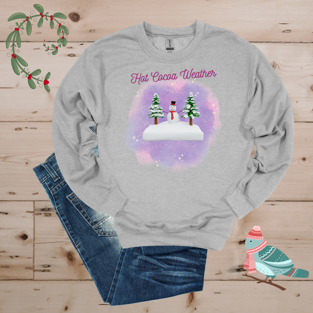 Winter Wonderland: Hot Cocoa & Snowman in the Forest Sweatshirt