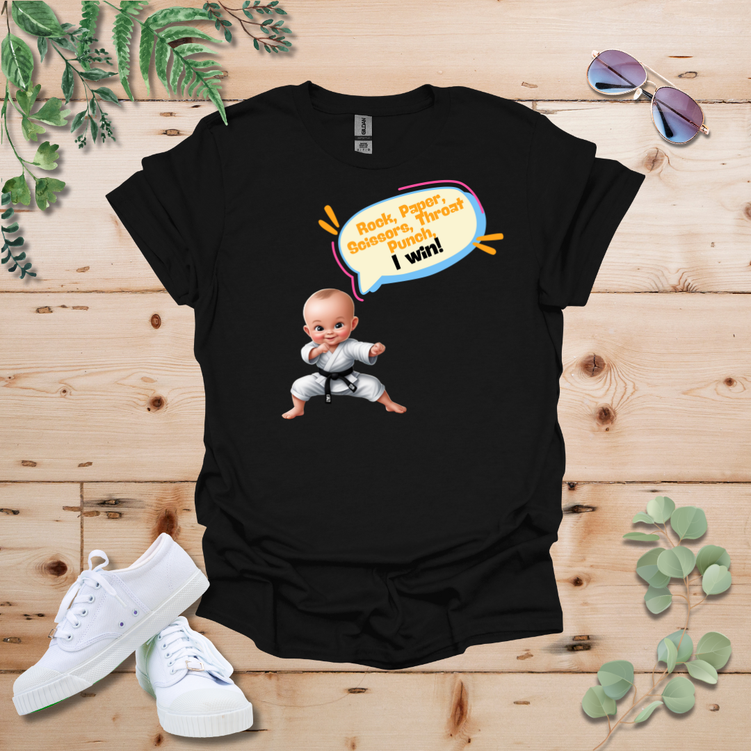 Karate Baby Rock Paper Scissors, Throat Punch, I Win Tshirt