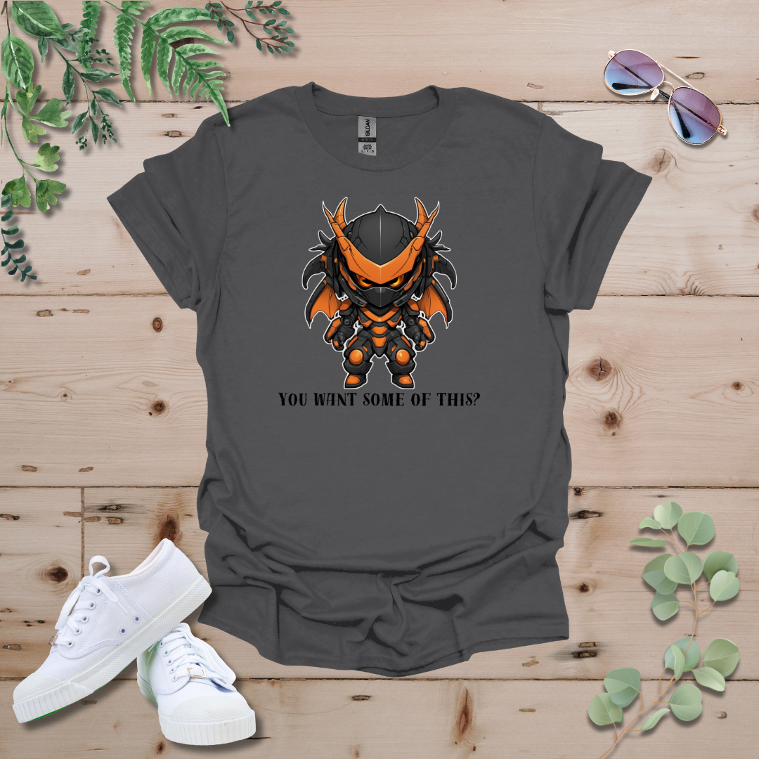 Faceless Tech Chibi Orange Dragon - You Want Some Of This? Tshirt