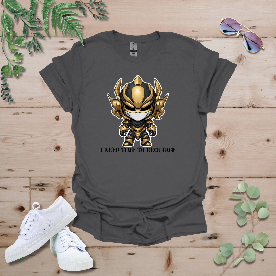 Faceless Tech Chibi Gold Dragon - I Need Time To Recharge Tshirt