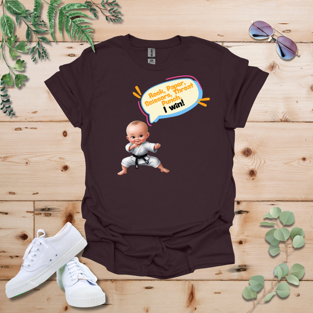 Karate Baby Rock Paper Scissors, Throat Punch, I Win Tshirt