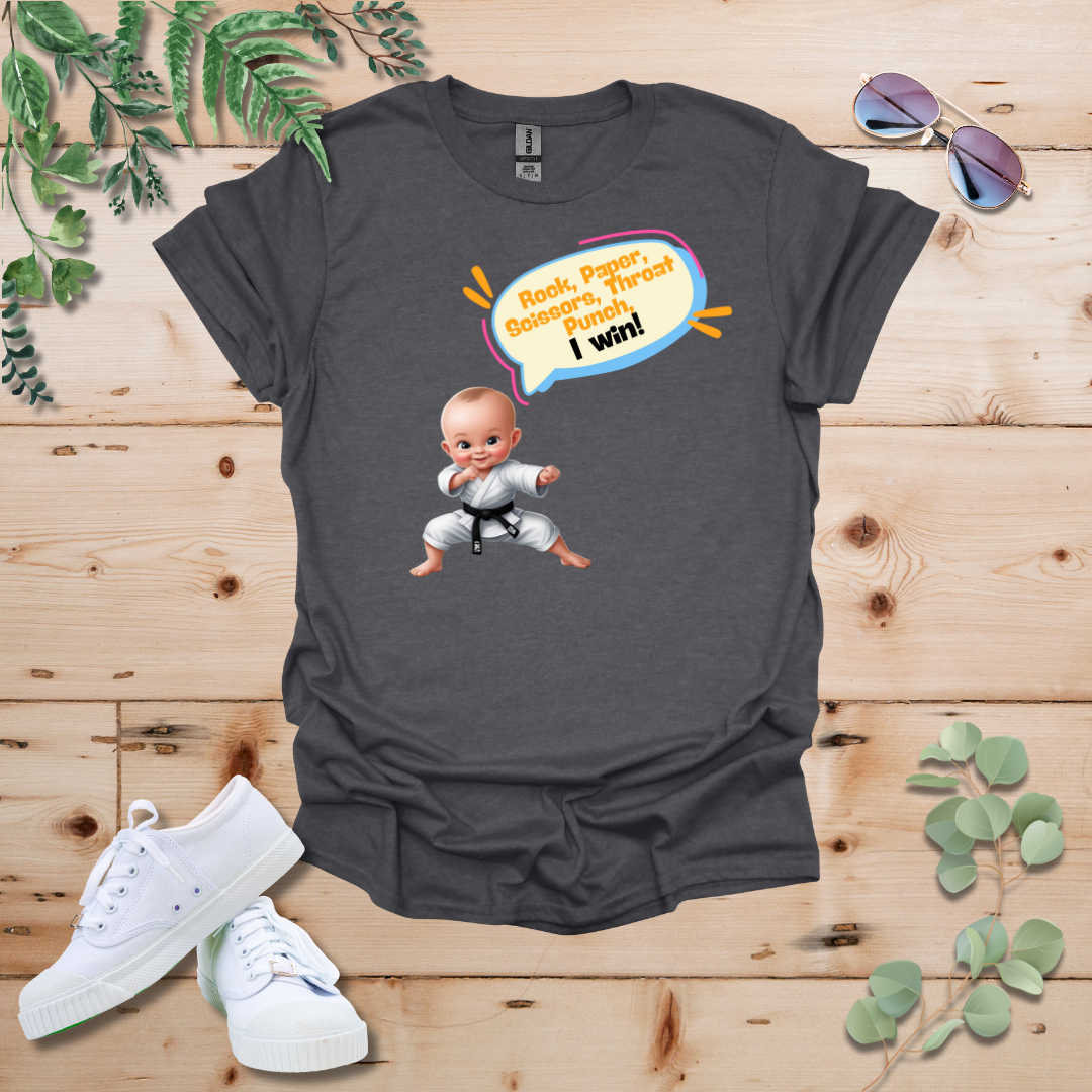 Karate Baby Rock Paper Scissors, Throat Punch, I Win Tshirt