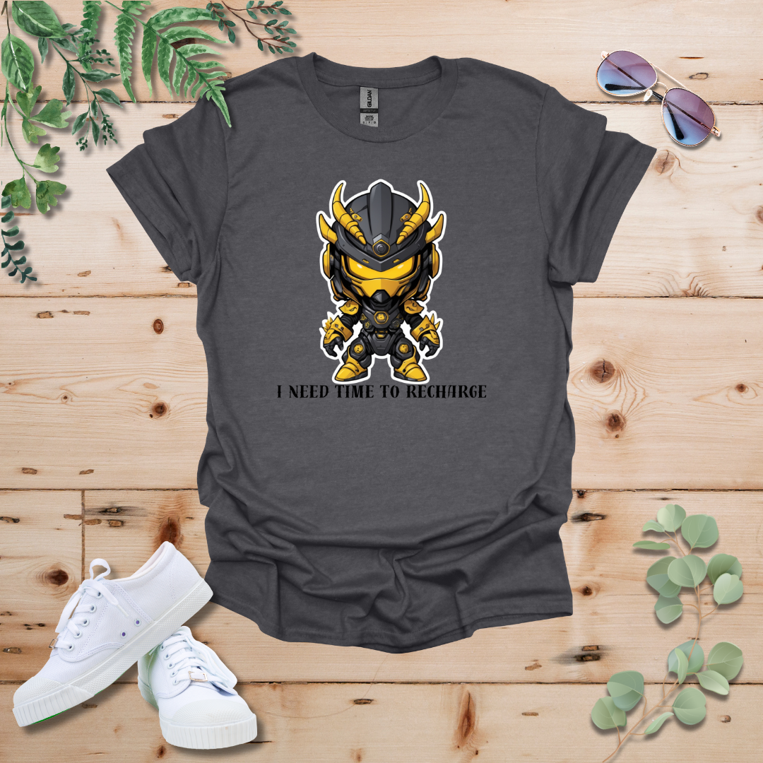 Faceless Tech Chibi Yellow Dragon - I Need Time To Recharge Tshirt