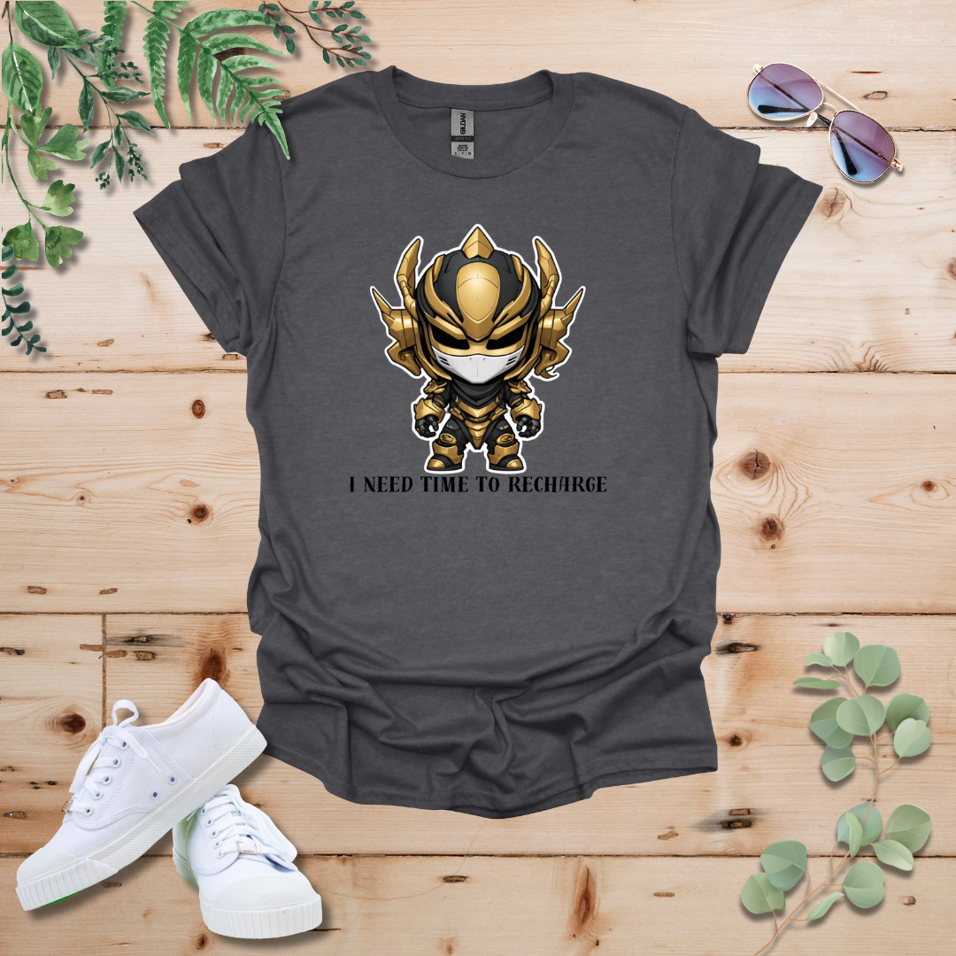 Faceless Tech Chibi Gold Dragon - I Need Time To Recharge Tshirt
