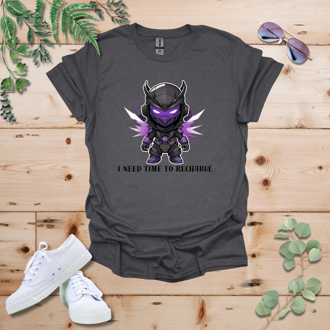 Faceless Tech Chibi Purple Dragon - I Need Time To Recharge Tshirt