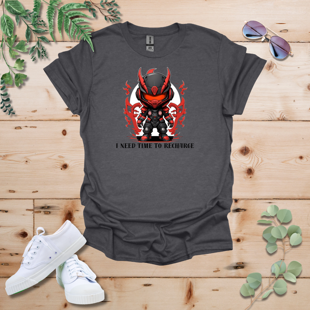 Faceless Tech Chibi Red Dragon - I Need Time To Recharge Tshirt