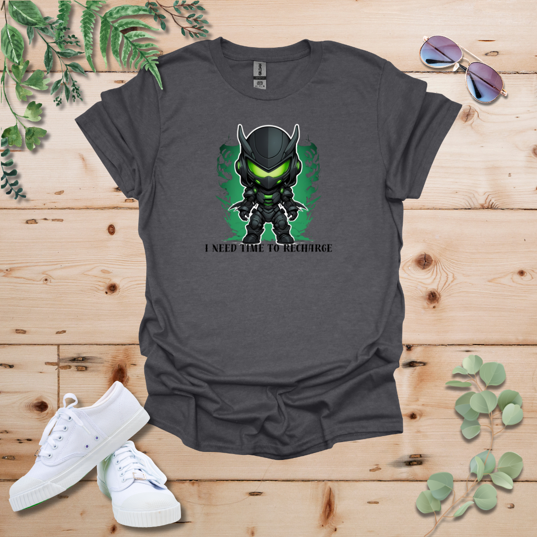 Faceless Tech Chibi Green Dragon - I Need Time To Recharge Tshirt