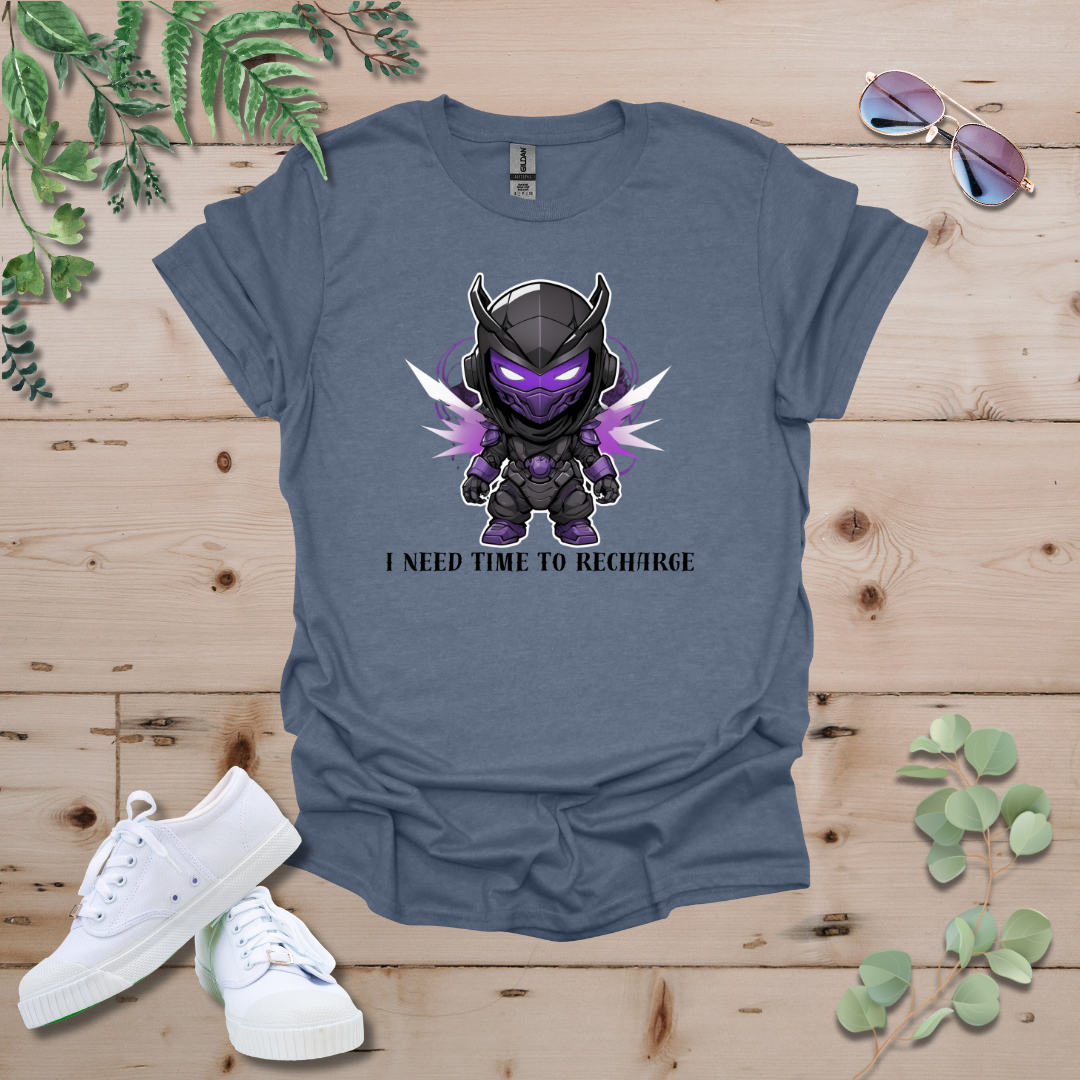 Faceless Tech Chibi Purple Dragon - I Need Time To Recharge Tshirt