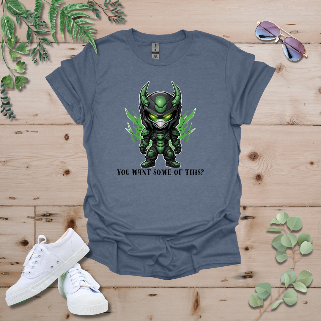 Faceless Tech Chibi Green Dragon - You Want Some Of This? Tshirt
