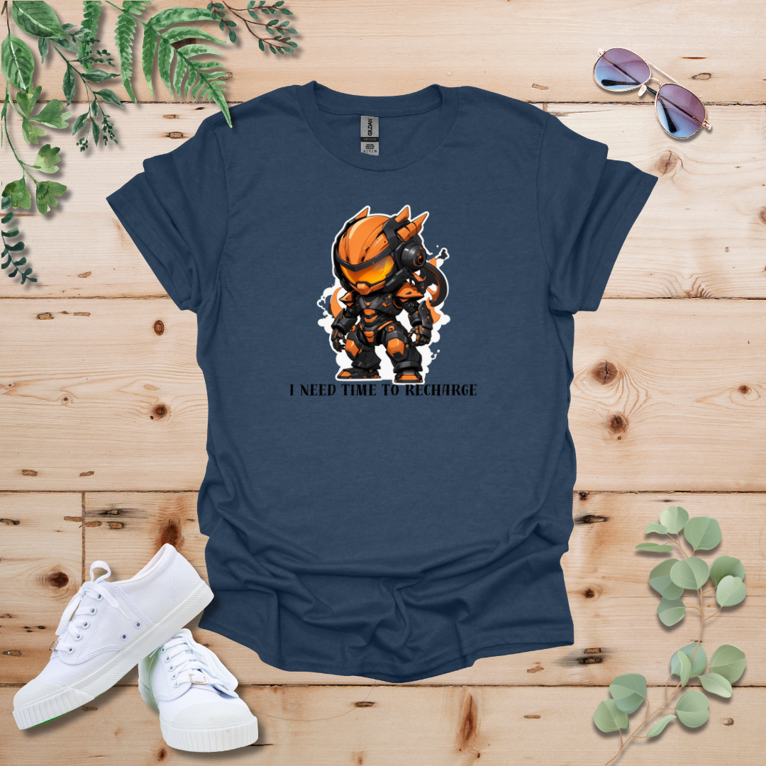 Faceless Tech Chibi Orange Dragon - I Need Time To Recharge Tshirt